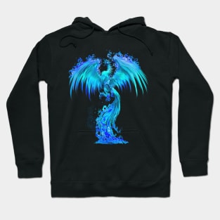 Fantasy Blue Ice Phoenix Rises From The Fiery Ashes Hoodie